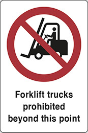 Klebefolie cm 30x20 flurförderzeuge über diesen punkt verboten - forklift trucks prohibited beyond this point