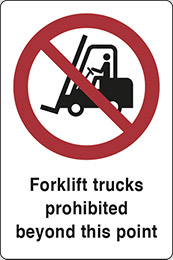 Klebefolie cm 40x30 flurförderzeuge über diesen punkt verboten - forklift trucks prohibited beyond this point