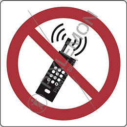 Alu-schild cm 27x27 mobiltelefone ausschalten - no activated mobile phone