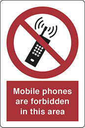 Kunststoffschild cm 30x20 mobiltelefone in diesem bereich verboten - mobile phones are forbidden in this area