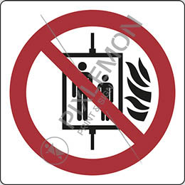 Alu-schild cm 20x20 aufzug im brandfall nicht benutzen - do not use lift in the event of fire