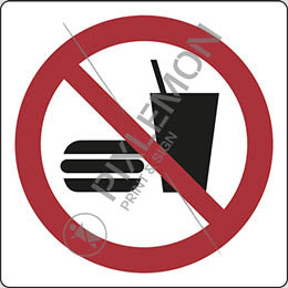 Alu-schild cm 20x20 essen und trinken verboten - no eating or drinking