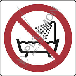 Alu-schild cm 12x12 verbot, dieses gerät in der badewanne, dusche oder über mit wasser gefülltem waschbecken zu benutzen 