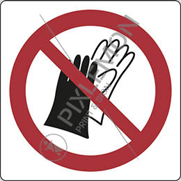 Klebeschild cm 4x4 benutzen von handschuhen verboten- do not wear gloves
