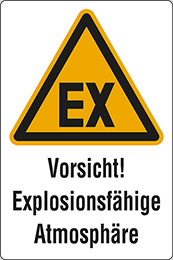 Aluminium schild cm 20x15 vorsicht explosionsfähige atmosphäre