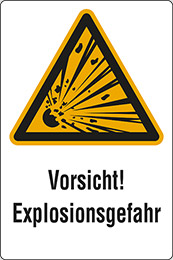 Aluminium schild cm 20x15 vorsicht explosionsgefahr