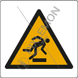 Klebeschild cm 4x4 warnung vor hindernissen am boden - warning: floor-level obstacle