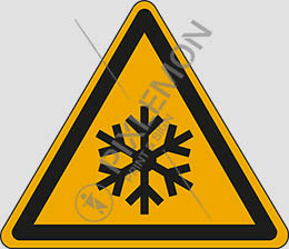 Aluminium schild sl cm 20 warning: low temperature, freezing conditions