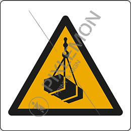 Klebeschild cm 8x8 warnung vor schwebender last - warning: overhead load