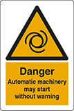 Klebefolie cm 30x20 danger automatic machinery may start without warning