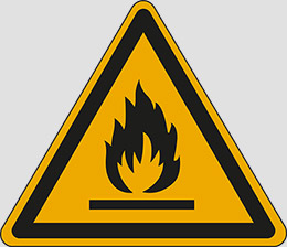 Aluminium schild sl cm 40 warning: flammable material