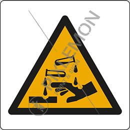 Klebeschild cm 4x4 warnung vor ätzenden stoffen - warning: corrosive substance