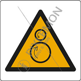 Klebeschild cm 4x4 warnung vor gegenläufigen rollen - warning: counterrotating rollers