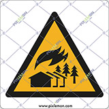 Alu-schild cm 20x20 warning; large-scale fire zone