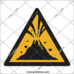 Alu-schild cm 20x20 warning; active volcano zone