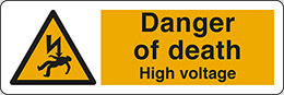 Klebefolie cm 30x10 lebensgefahr  hochspannung - danger of death high voltage