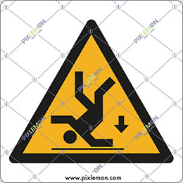 Adhesive sign cm 8x8 caution fall