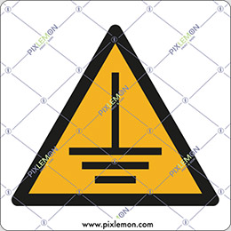 Adhesive sign cm 12x12 caution earth ground