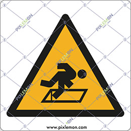 Adhesive sign cm 4x4 caution fall hazard