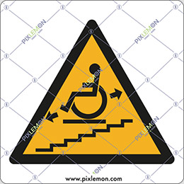 Aluminium sign cm 35x35 wheelchair stair platform lift in motion