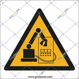 Aluminium sign cm 20x20 caution robot in motion