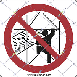 Adhesive sign cm 20x20 do not climb on or jump off scaffolding
