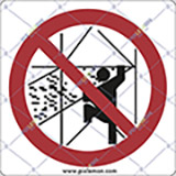 Adhesive sign cm 20x20 do not climb on or jump off scaffolding