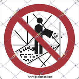 Aluminium sign cm 12x12 it is forbidden to throw tools down of scaffolding