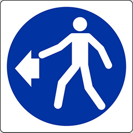 Aluminium sign cm 35x35 pedestrians on the left