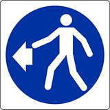 Aluminium sign cm 12x12 pedestrians on the left