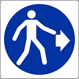 Aluminium sign cm 20x20 pedestrians on the right