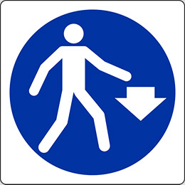 Aluminium sign cm 20x20 pedestrians down