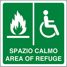 Aluminium sign cm 25x25 spazio calmo - area of refuge