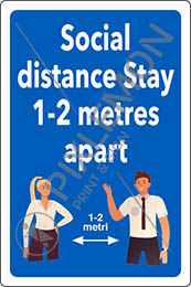 Cm 30x20 social distance stay 1-2 metres apart