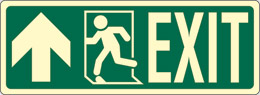 Luminescent adhesive sign cm 40x15 exit escape route left up