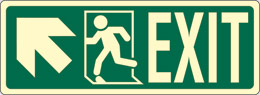 Luminescent adhesive sign cm 40x15 exit exit running man left up