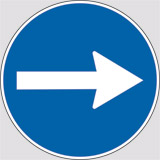 Adhesive sign diameter cm 10 obligatory direction