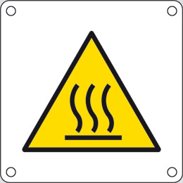 Aluminium sign cm 4x4 warning: hot surface