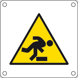 Aluminium sign cm 4x4 danger beware of step