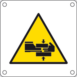 Aluminium sign cm 4x4 caution risk of trapped limbs