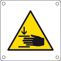 Aluminium sign cm 4x4 caution risk of trapped hands