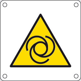 Aluminium sign cm 8x8 warning: automatic start-up