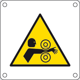 Aluminium sign cm 4x4 roller dragging hazard
