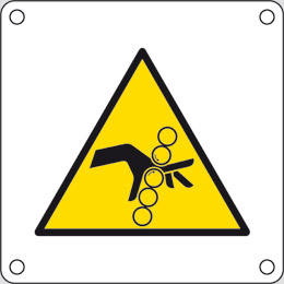 Aluminium sign cm 8x8 finger dragging hazard