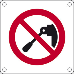 Aluminium sign cm 8x8 do not switch on or touch