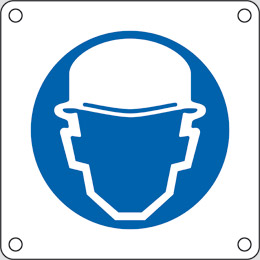 Aluminium sign cm 8x8 wear head protection