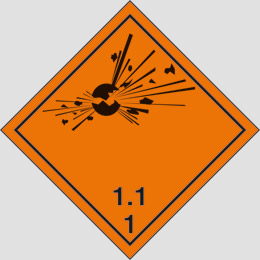 Aluminium sign cm 30x30 danger class 1 - 11 danger explosive