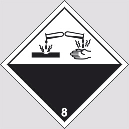 Adhesive sign cm 10x10 danger class 8 corrosive substances