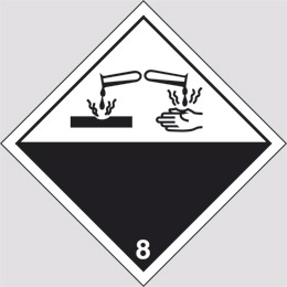 Adhesive sign cm 15x15 danger class 8 corrosive materials