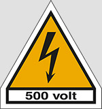 Adhesive sign side cm 12 -h cm 2 500 volt